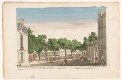 Gezicht op een boulevard te Parijs, gezien vanaf de Rue des Filles du Calvaire richting de wijk Belleville