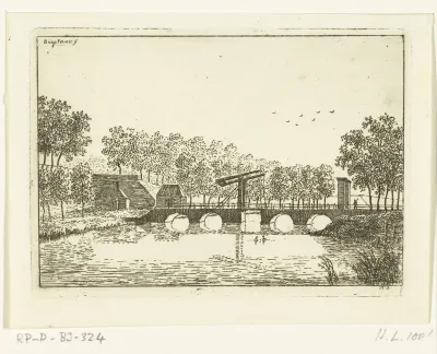 Gezicht op een brug bij Alkmaar