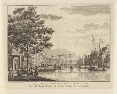 Gezicht op een brug bij het Rokin te Amsterdam