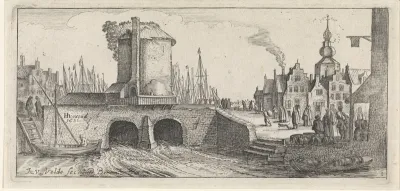 Gezicht op een brug in een stad