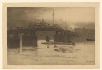 Gezicht op een brug over de Theems