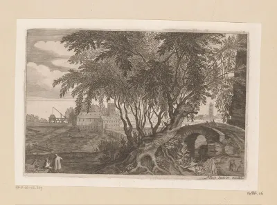 Gezicht op een brug over een rivier