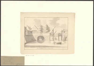 Gezicht op een brug over het Singel naast de Heiligewegspoort
