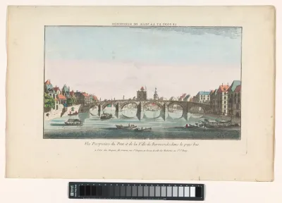 Gezicht op een brug te Roermond