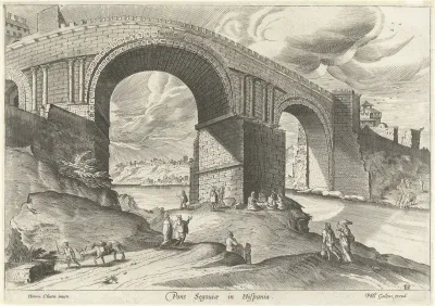 Gezicht op een brug van de stad Segovia