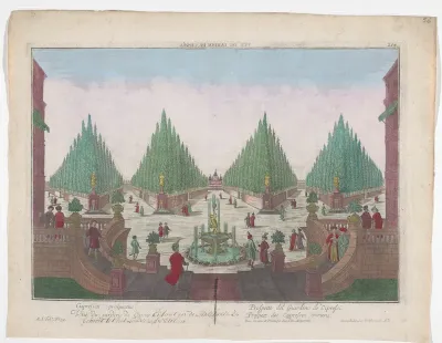 Gezicht op een cipressentuin te Constantinopel