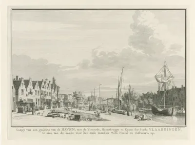 Gezicht op een deel van de haven van Vlaardingen