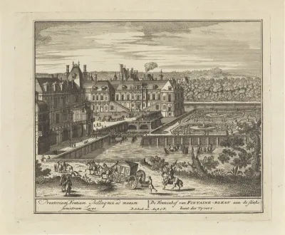 Gezicht op een deel van de tuinen van het paleis van Fontainebleau
