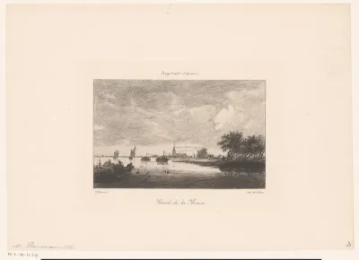 Gezicht op een dorp vanaf de Maas