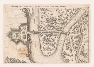 Gezicht op een fort bij Dessau