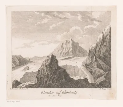 Gezicht op een gletsjer in de Alpen