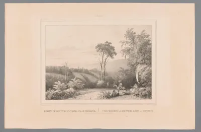 Gezicht op een glooiend landschap met landweg in Indonesië