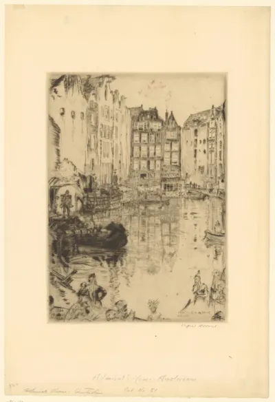 Gezicht op een gracht in Amsterdam