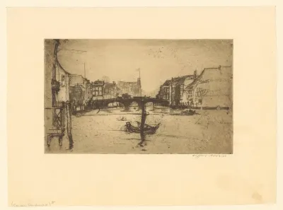 Gezicht op een gracht in Dordrecht
