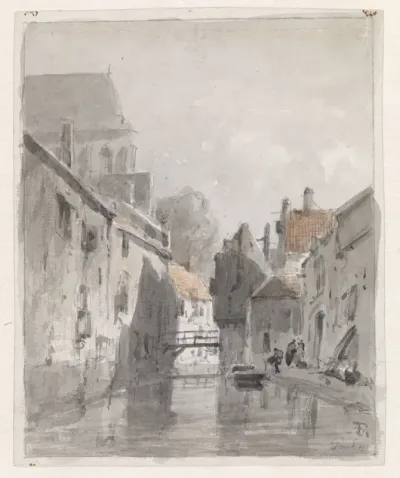 Gezicht op een grachtje in Gouda