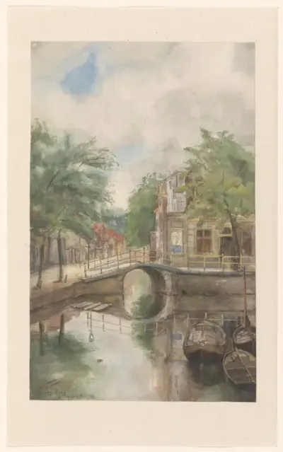 Gezicht op een grachtje, waarschijnlijk Delft