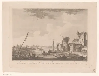 Gezicht op een haven aan de Maas