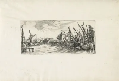 Gezicht op een haven met een sluis