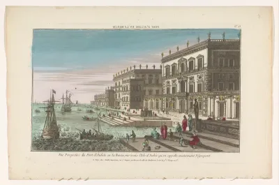 Gezicht op een haven te Boeotië tegenover het eiland Euboea