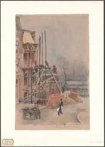 Gezicht op een huis in aanbouw op de Willemsparkweg