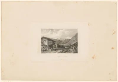 Gezicht op een huis in de Zwitserse Alpen nabij Brig