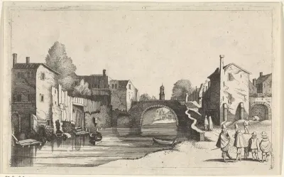 Gezicht op een kanaal in een stad