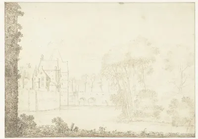 Gezicht op een kasteel