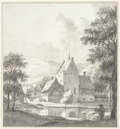 Gezicht op een kasteel