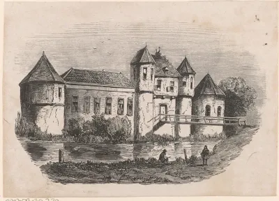Gezicht op een kasteel aan het water