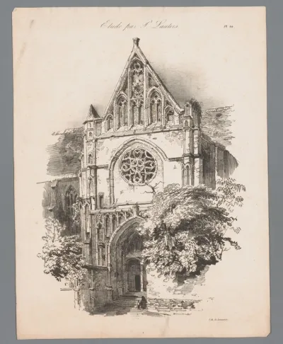 Gezicht op een kerkportaal