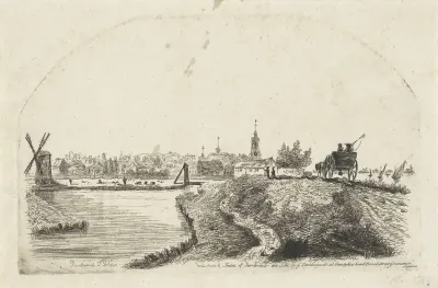 Gezicht op een landweg naar een stad