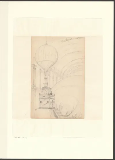 Gezicht op een luchtballon in het Paleis voor Volksvlijt