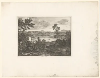 Gezicht op een meer bij Rome