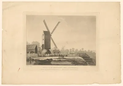 Gezicht op een molen bij Bromley-by-Bow