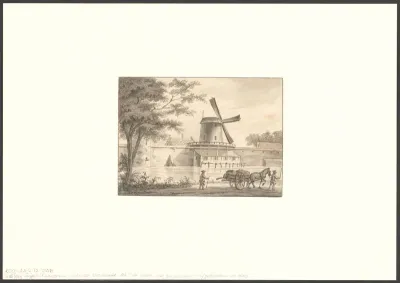 Gezicht op een molen bij het Singel