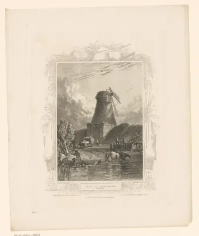 Gezicht op een molen in Kempsford, Gloucestershire