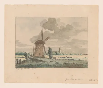Gezicht op een molen te Waarder