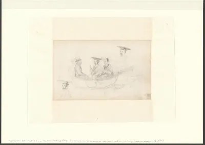 Gezicht op een open rijtuig met vier Japanse gezanten op de Wereldtentoonstelling in Londen van 1862