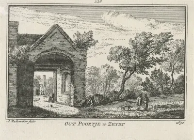 Gezicht op een oude poort in Zeist, 1630