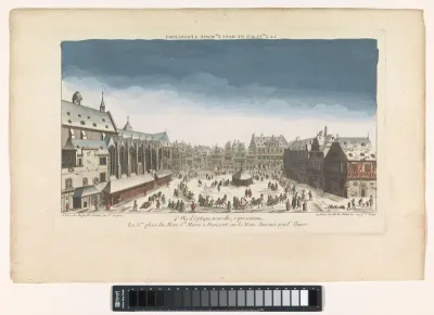 Gezicht op een plein te Frankfurt am Main