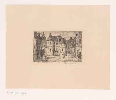 Gezicht op een poort te Deinze, 1849