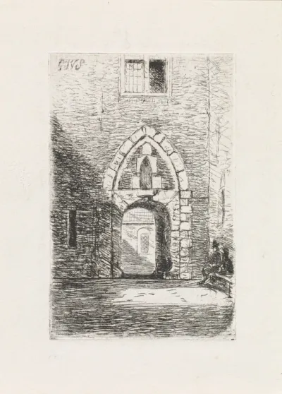 Gezicht op een poort