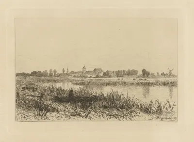 Gezicht op een rivier nabij Bemmel
