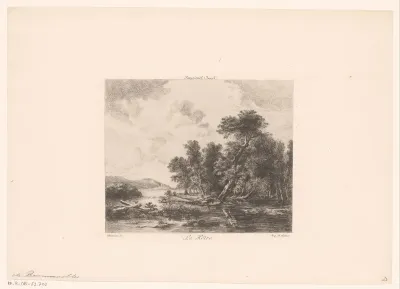 Gezicht op een rivierlandschap met berken