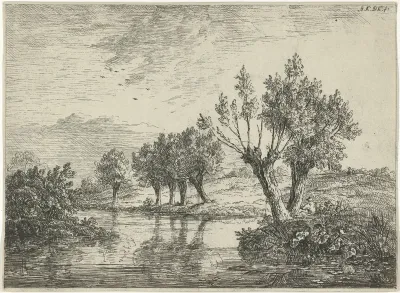 Gezicht op een rivierlandschap