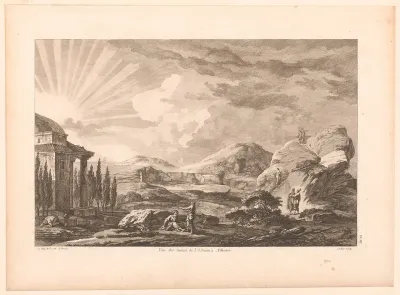 Gezicht op een ruïne te Athene, mogelijk het Dionysustheater