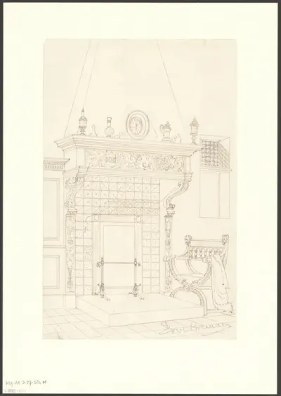 Gezicht op een schouw in Oud-Holland tijdens de Wereldtentoonstelling voor het Hotel- en Reiswezen in 1895