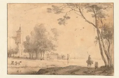 Gezicht op een stad bij een rivier