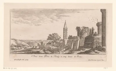 Gezicht op een stadspoort van Tivoli