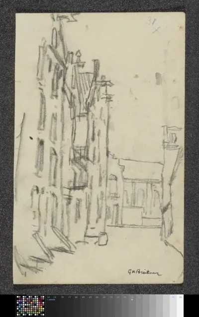 Gezicht op een straat in Amsterdam, mogelijk op de Westelijke Eilanden